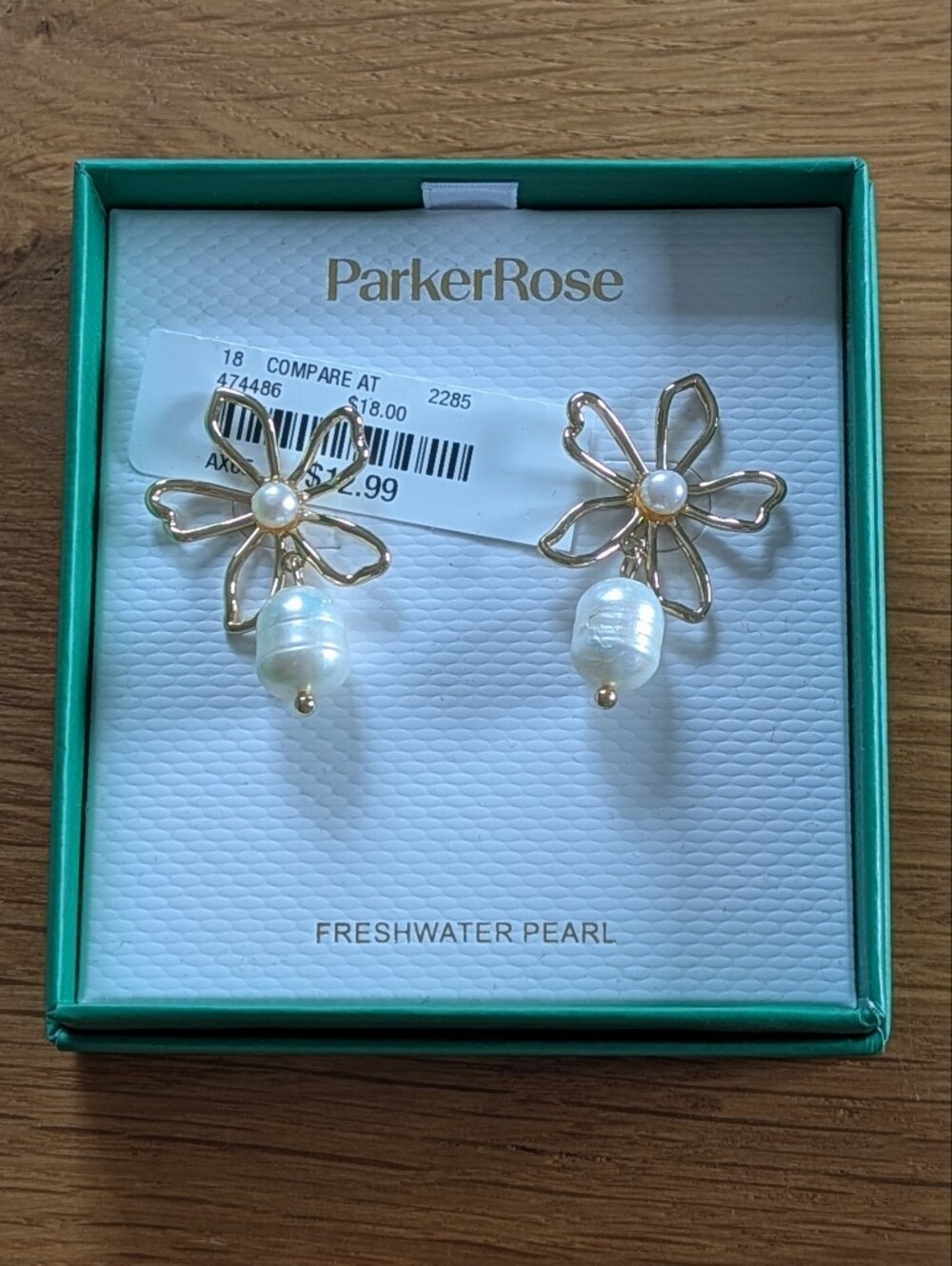 Parker Rose Floral Pearl Earrings NIB NWT